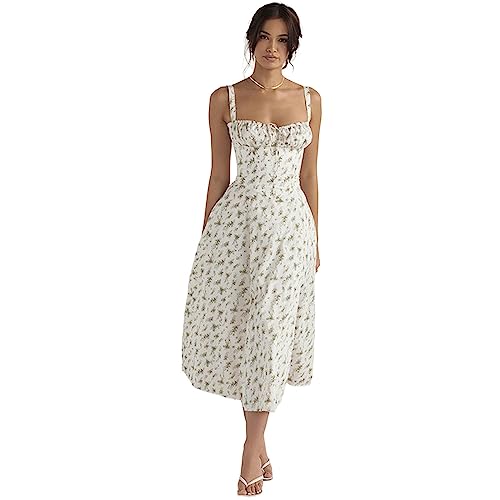 YHANNI Sommerkleid Damen Sommer Kleider Frau Bandage Kleid Elegante Damen Party Casual Floral Klassische Sundresses Mode Kleidung-B,M von YHANNI