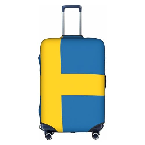 YHBLYKXP Gepäckabdeckung mit schwedischer Flagge, Kofferschutz, elastische Schutzhülle, passend für 45,7–81,3 cm große Koffer, weiß, M von YHBLYKXP