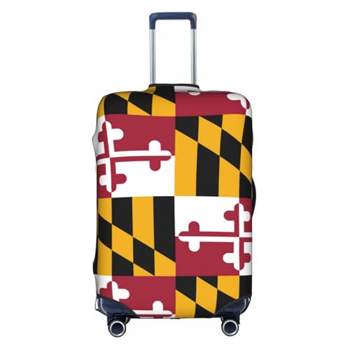 YHBLYKXP Maryland State Flag Print Gepäckabdeckung, Kofferschutz, elastische Schutzhülle, passend für 45,7–81,3 cm große Koffer, Weiß, M, weiß, M von YHBLYKXP