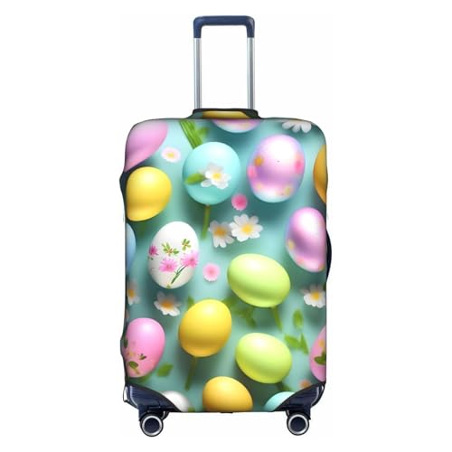 YHBLYKXP Trolley-Koffer mit Aufdruck "Happy Easter Holiday", modischer Koffer-Schutz, versteckter Reißverschluss, Weiss/opulenter Garten, X-Large von YHBLYKXP