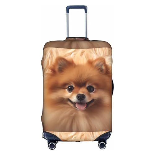 YHBLYKXP Trolley-Koffer mit Pomeranian-Muster, modischer Koffer-Schutz, versteckter Reißverschluss, Weiss/opulenter Garten, Small von YHBLYKXP