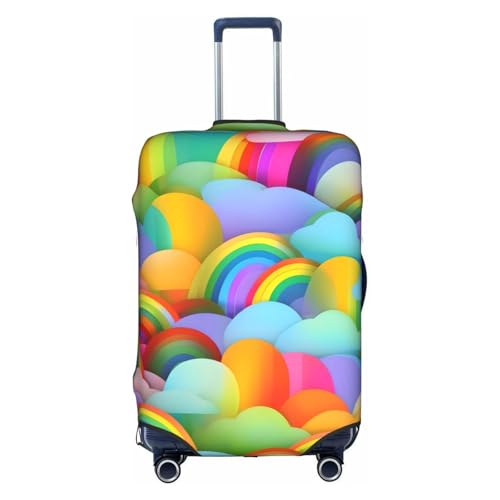 YHBLYKXP Trolley-Koffer mit Regenbogen-Herz-Muster, modischer Koffer-Schutz, versteckter Reißverschluss, Weiss/opulenter Garten, Medium von YHBLYKXP