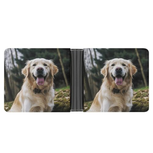 YHEGBFD Schlanke Geldbörse für Herren, lustiger Golden Retriever-Druck, Kartengeldbörse, Faltbörse, Vordertasche, Brieftaschen für Herren, Stil, Einheitsgröße, modern, Stil:, Einheitsgröße, Modern von YHEGBFD