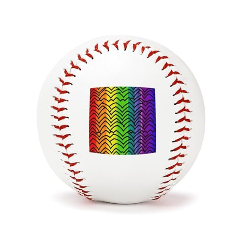 YHEGBFD Übungs-Baseballs, Gay Pride, Regenbogenmuster, Spielfeld-Trainings-Baseball, Leder-Basebälle für Übungen, Freizeit und Freizeitspiele von YHEGBFD