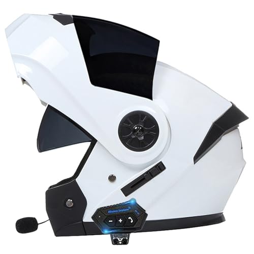 Bluetooth Motorrad Integrierter Bluetooth-Helm Mit Doppelvisier,Adults Klapphelm Mit Bluetooth,Motorradhelm Sturzhelm Für Erwachsene Herren Und Damen Automatische Reaktion L1,M=57-58CM von YHIY