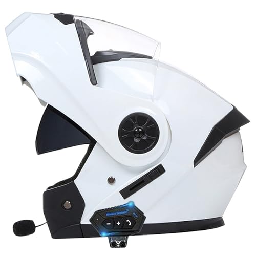 Bluetooth Motorrad Integrierter Bluetooth-Helm Mit Doppelvisier,Adults Klapphelm Mit Bluetooth,Motorradhelm Sturzhelm Für Erwachsene Herren Und Damen Automatische Reaktion L2,XL=61-62CM von YHIY