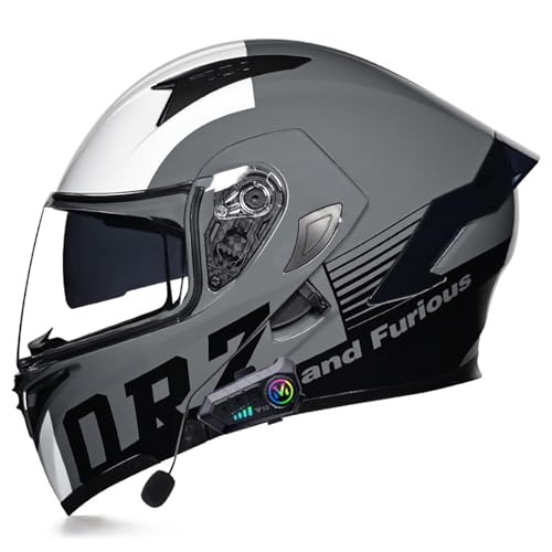 Bluetooth Motorradhelm mit Doppelvisier,Motorrad Herren Damen Modularhelm Klapphelm mit Dual-Lautsprecher-Headset,Integralhelm Fahrradhelm ECE-geprüft M,M=57-58CM von YHIY