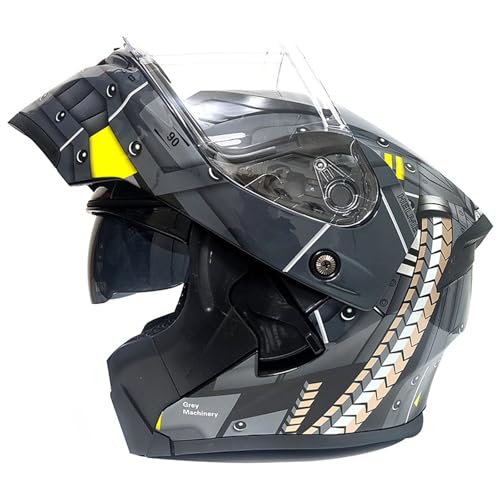 Integralhelm Motorradhelm mit Herren Damen,Integriert Klapphelm mit Sonnenblende,ECE Zertifiziert Touring Street Mopedhelm Scooter Chopper Helm,Motorradhelm C1,XXXL=65-66CM von YHIY