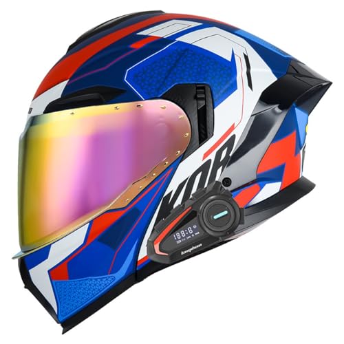 Klapphelm Bluetooth Helm Motorrad Klapphelm Motorradhelm ECE Zertifiziert Integralhelme Mit Doppelvisier und Mikrofon Motorradhelm Klappbar Für Erwachsener Herren Damen F1,XXL=63-64CM von YHIY