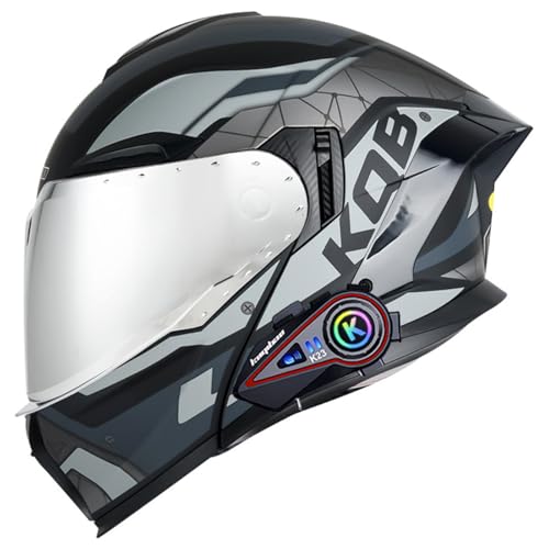 Klapphelm Bluetooth Motorradhelm Rollerhelm Integralhelm,Modularer Motorrad Helme für Erwachsene Männer Frauen,ECE-geprüft,mit Doppelvisier,Integralhelm Multifunktion Sturzhelm G3,XXL=63-64CM von YHIY