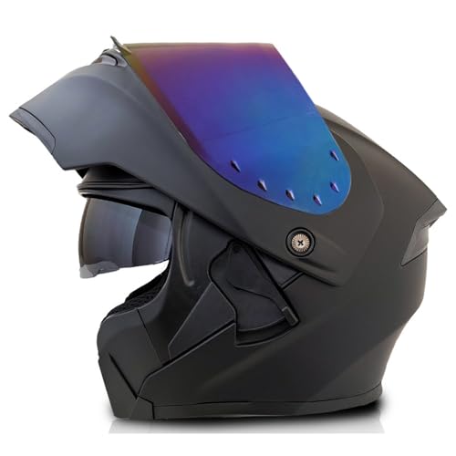 Klapphelm Flip up Motorradhelm Integralhelm Vollvisierhelm Herren Damen Chopper Moped Mofa Roller Modular Helm Motorrad mit ECE Zertifizierungl B4,XL=61-62CM von YHIY