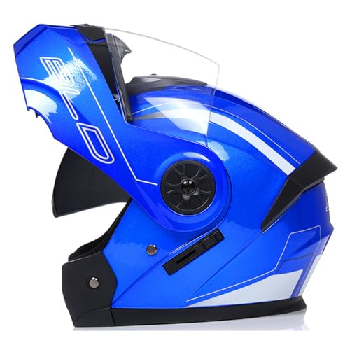 Klapphelm Integriert Motorradhelm,ECE-geprüftes Motorräd Integralhelm mit Doppelvisier RollerHelm Motorrad Helm für Erwachsene Damen Und Herren B2,M=57-58CM von YHIY