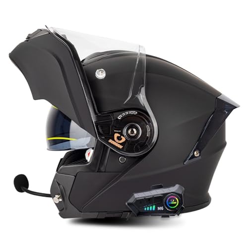 Klapphelm Motorrad Bluetooth-Helm Modularer Motorradhelm mit Doppelvisier,ECE Genehmigte Rollerhelm Racing Helm Motocross Helm for Damen und Herren Erwachsene D,L=59-60CM von YHIY