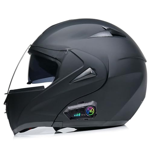 Klapphelm Motorrad Bluetooth Helm mit Sonnenblende Bluetooth Integralhelme Motorradhelm Für Herren Damen ECE Zertifiziert Mit Doppelvisier und Mikrofon Motorradhelm Klappbar B2,L=59-60CM von YHIY