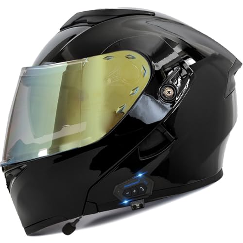 Klapphelm Motorradhelm mit Bluetooth Motorrad Klapphelm ECE Zertifiziert Integralhelme Mit Doppelvisier und Mikrofon Motorradhelm Für Herren Damen Erwachsene A7,M=57-58CM von YHIY