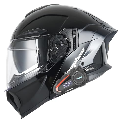 Klapphelm mit Bluetooth,Motorrad Integrierter Bluetooth-Helm mit Doppelvisier,Motorradhelm Sturzhelm für Adults Herren Und Damen ECE Genehmigt Automatische Reaktion Helm G1,XL=61-62CM von YHIY