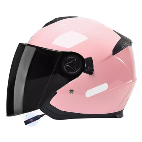 Motorradhelm Bluetooth Jethelm,Motorrad Open Face 3/4 Helm,Vintage Adult Männer Frauen Halbhelm,ECE-Zugelassener Retro Halbhelm mit Doppelvisier Scooter Motorrad Helm F1,54-59CM von YHIY