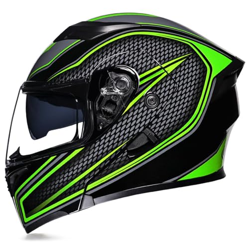 Motorradhelm Klapphelm Integralhelm Zertifiziert Verkehrssicherheit,Robuster Motorrad Helm,Rollerhelm Sturzhelm mit Doppelvisier Sonnenblende Damen Herren Erwachsene H1,M=57-58CM von YHIY