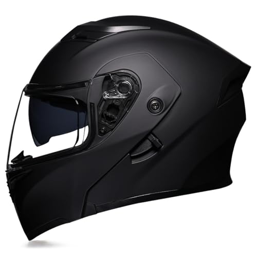 Motorradhelm Klapphelm Integralhelm Zertifiziert Verkehrssicherheit,Robuster Motorrad Helm,Rollerhelm Sturzhelm mit Doppelvisier Sonnenblende Damen Herren Erwachsene N1,M=57-58CM von YHIY