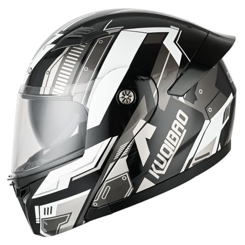 Motorradhelm Modularer Klapphelm Integralhelm,ECE Geprüft Leichter Flip up Motorrad Helm Scooter Roller Helm Sturzhelm,Motocross-Helme für Herren und Damen G,XL=61-62CM von YHIY