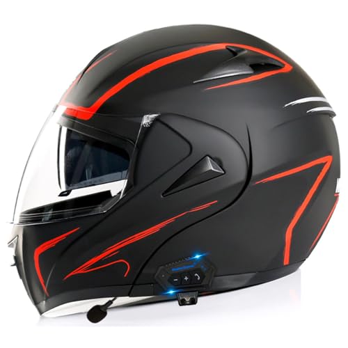 Motorradhelm mit Bluetooth Klapphelm Modulare Helm ECE Zertifiziert Integralhelm mit Doppelvisier Roller Mofa Helm mit Mikrofon Auto-Antwort für Erwachsene Herren Damen B1,XS=53-54CM von YHIY