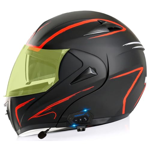 Motorradhelm mit Bluetooth Klapphelm Modulare Helm ECE Zertifiziert Integralhelm mit Doppelvisier Roller Mofa Helm mit Mikrofon Auto-Antwort für Erwachsene Herren Damen B5,XS=53-54CM von YHIY