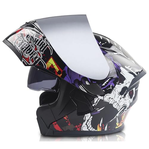 Motorradhelm mit Doppelvisier, Motorrad Herren Damen Modularhelm Klapphelm Integralhelm Fahrradhelm ECE-geprüft Touring Street Mopedhelm Scooter Chopper Helm B3,XL=61-62CM von YHIY