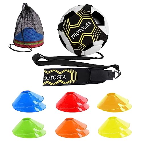 YHOTOGEA Fussball Trainingszubehör, Fussballtrainer und 12 Hütchen, Fußball Geschenke Jungen, Kinder und Erwachsene, Verstellbarem Taillengürtel für Bälle Größe 3/4/5 (Gelb) YHOTOGEA Fussball Trainingszubehör, Fussballtrainer und 12 Hütchen, Fußball Geschenke Jungen, Kinder und Erwachsene, Verstellbarem Taillengürtel für Bälle Größe 3/4/5 (Gelb) von YHOTOGEA