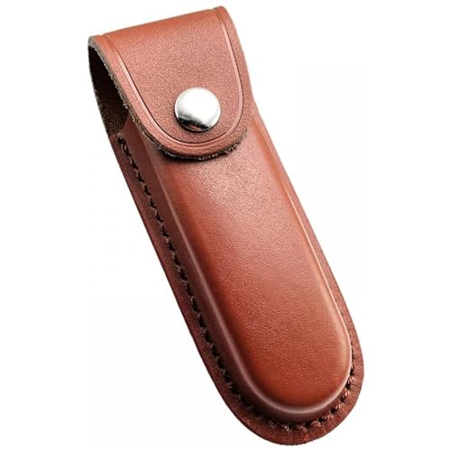 YHZNAGEM 1 Stück Messertasche für Gürtel Leder Klappmesser Taschenmesser Gürteltasche Etui Taschenmesser Etui mit Druckknopf und Schlaufe Messerscheide Tasche Braun von YHZNAGEM