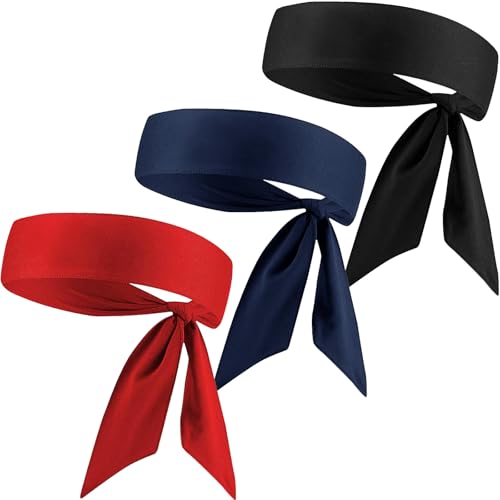 Sport Stirnband,3 Stück Tennis Krawatte Stirnband Verstellbares Schweißband Bandana Cap Unisex-Stirnband Sport Kopfbedeckung für Frauen und Männer Laufen,Fitness,Yoga,Tennis(Schwarz,Rot,Marineblau) Sport Stirnband,3 Stück Tennis Krawatte Stirnband Verstellbares Schweißband Bandana Cap Unisex-Stirnband Sport Kopfbedeckung für Frauen und Männer Laufen,Fitness,Yoga,Tennis(Schwarz,Rot,Marineblau) von YIFLorine TANG