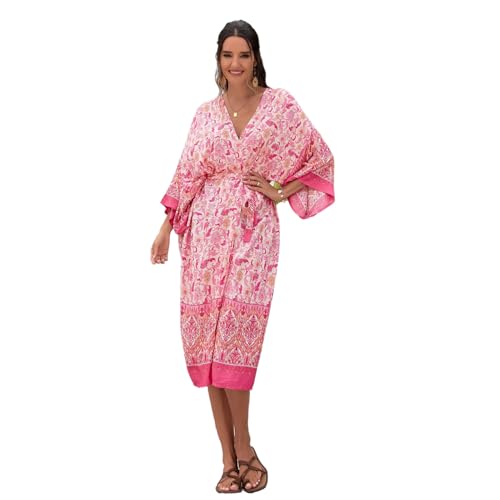 YIGZYCN Kimono Cardigan Offener Vorderseite Buntes Lose Oberteil Gürtel Langärmeliges Strandkleid Badeanzug Vertuschung von YIGZYCN