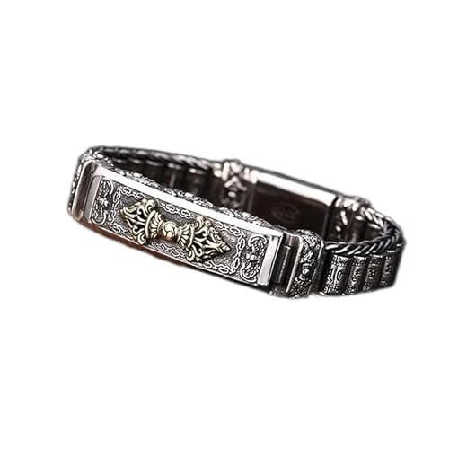 Armband S925 Silber Rotierendes Mantra-Armband mit sechs Zeichen, religiöses Armband für Männer und Frauen, Vajra-Stößel + Gebetsmühle, tibetanisches buddhistisches Schmuckgeschenk, nostalgisches von YIHANSS