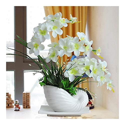 Künstliche Blume im Topf, modische Seidenblume mit Porzellan-Schneckenvase, Phalaenopsis, künstliche Blume, Topfpflanze, Orchidee, künstlicher Blumenstrauß für Hochzeit, Heimdekoration, künstliche von YIHANSS