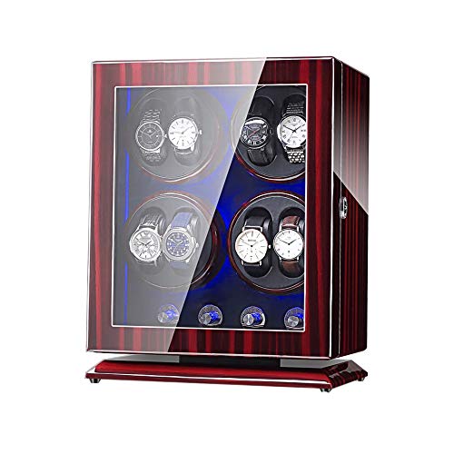 Watch Winder Box für 8 Automatikuhren, mit blauem LED-Licht, 4 Rotationsmodi, leise Motoren, Fit Lady und Man Uhren Watch Winder Box Bestes Geschenk von YIHANSS