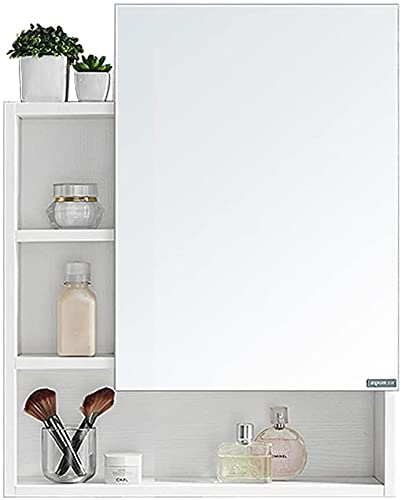 YIHANSS Badezimmer-Wandspiegel, wasserdichter Massivholz-Spiegelkasten, Spiegelschrank mit Regal (Farbe: Weiß, Größe: 60 x 75 cm) (Braun 70 x 75 cm) von YIHANSS