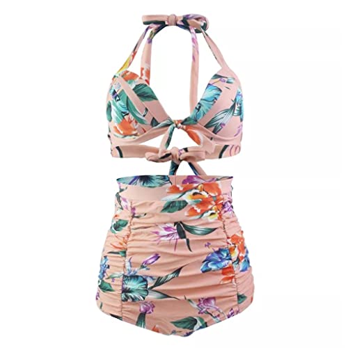 YIHANSS Bikini in Übergröße, hoher Taille, Badeanzug für Damen, Bademode, sexy Bikini-Set, Strand-Badeanzüge (Farbe: Pink, Größe: XLcode) (Pink Lcode) von YIHANSS