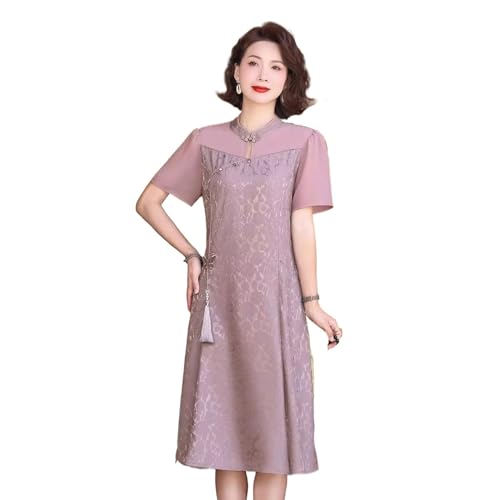 YIHANSS Chinesischen Stil Weibliche Seide Midi Kleid Frühling Sommer Elegante Taille Kleid Vintage Casual Party Kleider von YIHANSS