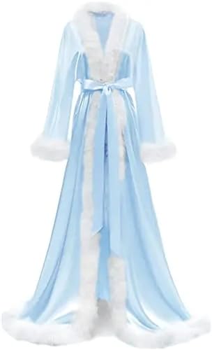 YIHANSS Damen Satin Solid Robe Feder Braut Robe mit Gürtel dünnes Nachthemd YIHANSS Damen Satin Solid Robe Feder Braut Robe mit Gürtel dünnes Nachthemd von YIHANSS