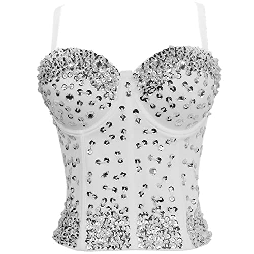 YIHANSS Damen Strass Push-Up Korsett Karneval Party Hochzeit Bankett Halle Bühne Korsett Weste von YIHANSS