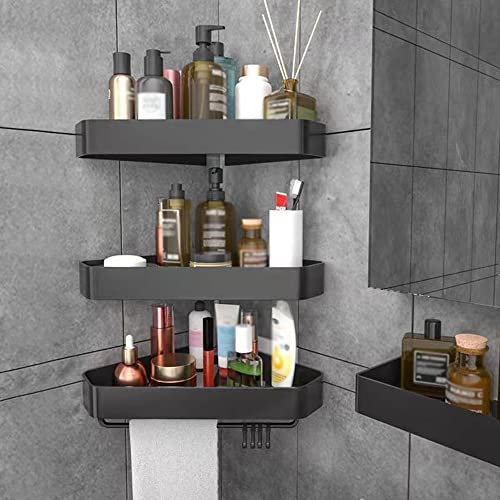 YIHANSS Eck-Duschregal, Badezimmer-Eckregal, Küchenrahmen, wandmontiertes Shampoo-Regal, Aufbewahrungszubehör ohne Bohren, Organizer, Duschhalter, Dusch-Organizer (Farbe: einlagig) (dreilagig2) von YIHANSS