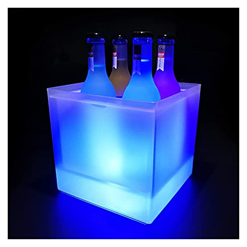 YIHANSS Eiskübel mit LED-Licht, quadratisch, Reagenzglas, für Wein, Champagner, Cocktailfass, Weinkühler, Bierkühler für Partys, Bar und Zuhause von YIHANSS