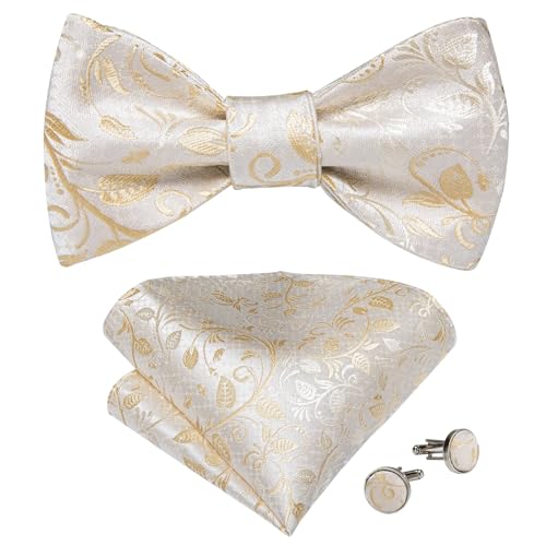 YIHANSS Floral Seide gewebt Männer selbst Fliege Taschentuch Manschettenknöpfe Set Hochzeit Party Fliege Bowknot von YIHANSS