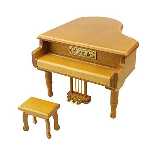 YIHANSS Grand Once Upon a December Klavierförmige Spieluhr aus Holz mit kleinem Hocker, kreatives Geburtstagsgeschenk zum Valentinstag von YIHANSS