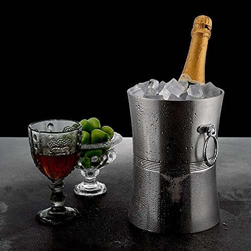 YIHANSS Kreativer tragbarer Handeimer im europäischen Stil, Rotwein-Champagner-Eisbar, Home Xiao-Eiskübel, Edelstahl, Silber, 1,8 l, 2,6 l von YIHANSS