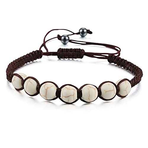 YIHANSS Kristallraue Trendige geflochtene Nylonseilperlenarmbänder Frauen Männer Naturstein Karneol Imitation Bernstein Strang Armband Armreif Geschenk Reiki-Armbänder (Farbe: Beige, Größe: Beige) von YIHANSS