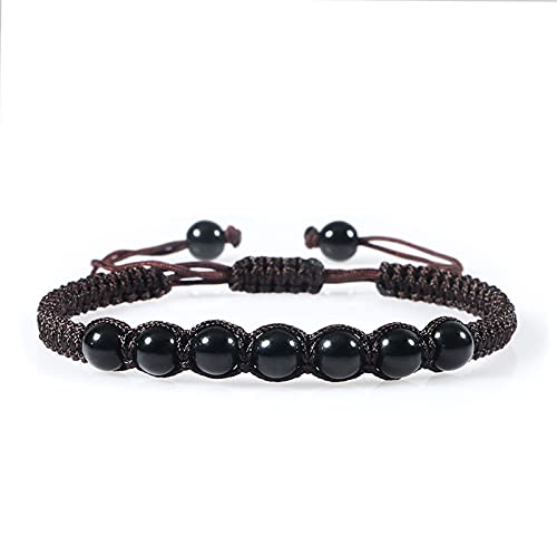 YIHANSS Kristallraue Trendige geflochtene Nylonseilperlenarmbänder Frauen Männer Naturstein Karneol Imitation Bernstein Strang Armband Armreif Geschenk Reiki-Armbänder (Farbe: Beige, Größe: Beige) von YIHANSS