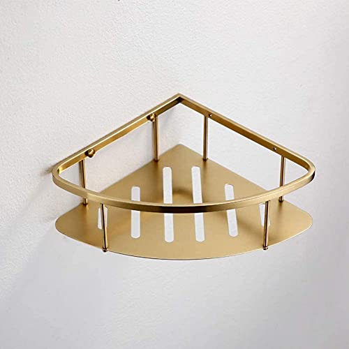 YIHANSS Nordic 304 Edelstahl Badezimmer Eckregal Gold Aufbewahrungskorb Dreieck Halterung Messing gebürstet Organizer Halter Wandmontage Duschcaddy von YIHANSS