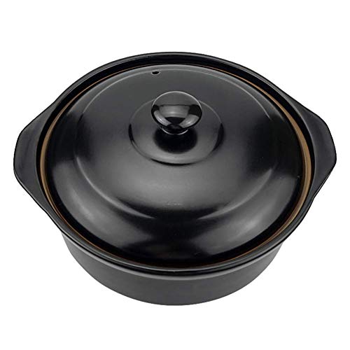 YIHANSS Runder Keramik-Auflauf, hitzebeständiger Tontopf, Tontopf, Suppentopf mit Deckel, gesunder Slow Cooker, hitzebeständiger Topf, Schwarz 1,9 Quart (Weiß 2,5 Quart) (Bl von YIHANSS