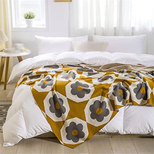 YIHANSS Schöne und Bequeme kleine gewebte Decke mit Blumenmuster, für Büro, Sofa, Dekoration, Gelb, 130 x 160 cm von YIHANSS