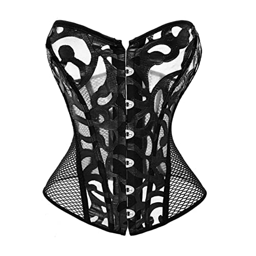 YIHANSS Schwarz weiß Frauen Atmungsaktive Shapwear Kostüme Sexy Transparent Mesh Mieder Aushöhlen Korsett Bustier Top von YIHANSS